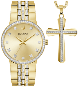 Crystal Bulova Mens Watch Set 98K113