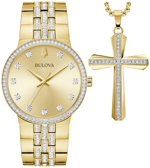 Crystal Bulova Mens Watch Set 98K113