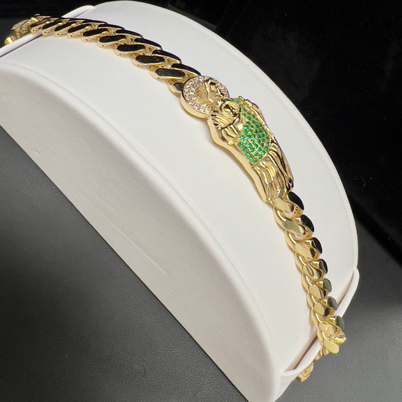 14K 9mm Miami Cuban Link San Judas Tadeo Bracelet