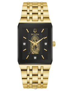 BULOVA CUSTOM “LADY OF GUADALUPE” BLACK DIAL W/ DIAMOND ACCENTS MEN’S WATCH