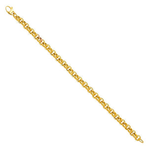 14K Yellow Gold Fancy Hollow Bracelet 7.5 Inches