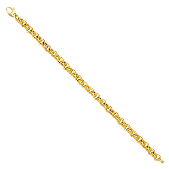 14K Yellow Gold Fancy Hollow Bracelet 7.5 Inches