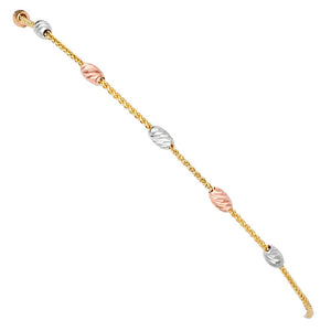 14K Tri Color Gold Fancy Adjustable Friendship Bracelet
