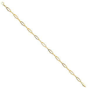 14K Yellow Gold CZ Infinity Bracelet 7.5 Inches