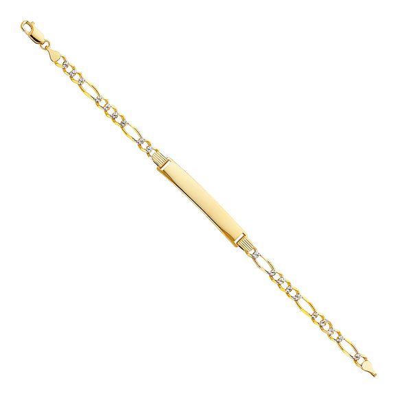 14K Yellow Gold Pave Figaro ID Bracelet