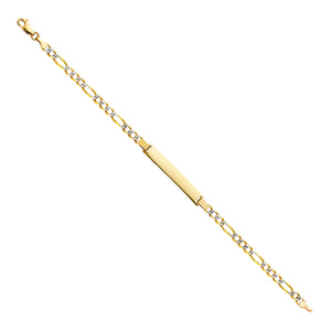 14K Yellow Gold Pave Figaro ID Bracelet