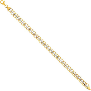 14K Yellow & White Gold Fancy Hollow Bracelet 7.5 Inches