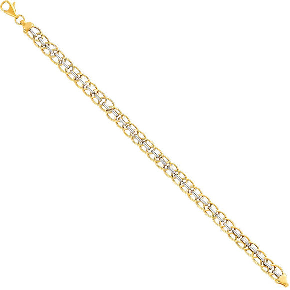 14K Yellow & White Gold Fancy Hollow Bracelet 7.5 Inches