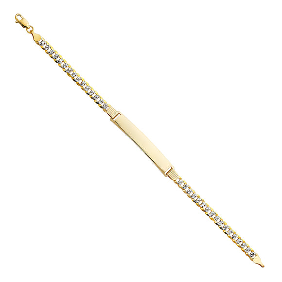14K Yellow Gold Pave Cuban ID Bracelet