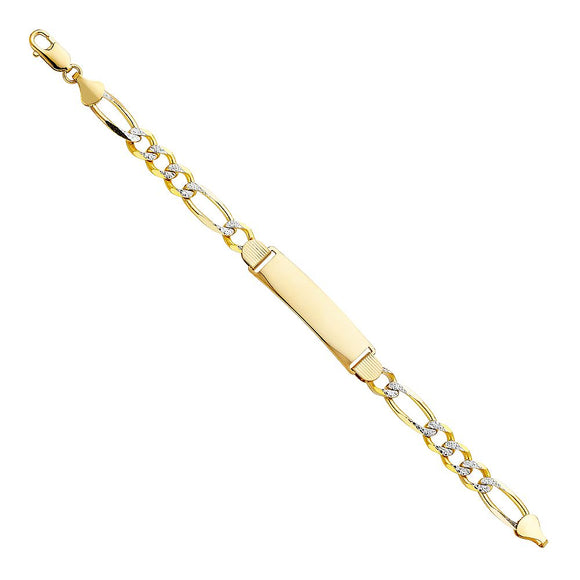 14K Yellow Gold Pave Figaro ID Bracelet