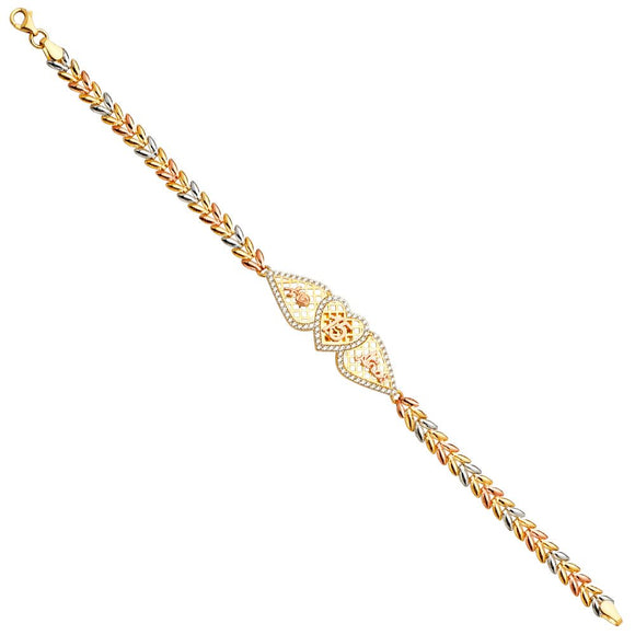 14K Tri-Color CZ Quince Bracelet