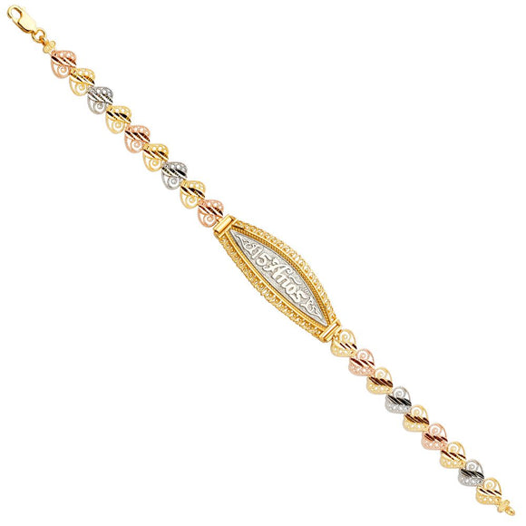 14K Tri-Color Quince Heart Bracelet
