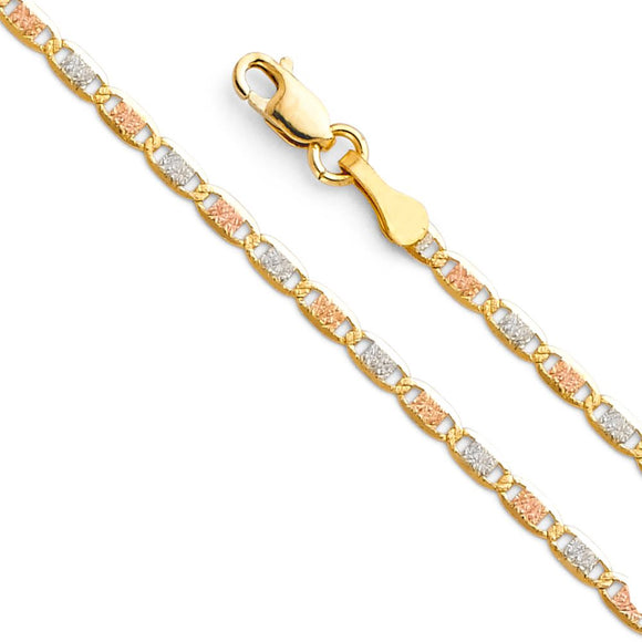 14K Tri Color 2.1mm Valentino Chain