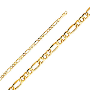 14K Yellow Gold 5.2mm Hollow Figaro Chain
