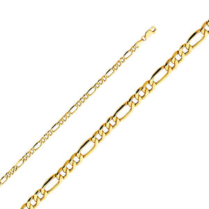14K Yellow Gold 4.2mm Hollow Figaro Chain