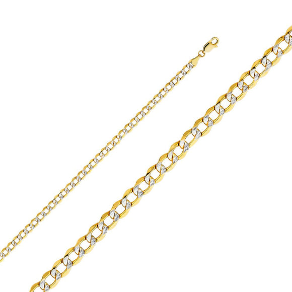 14K Yellow Gold Pave Hollow 4.2mm Cuban Chain