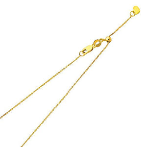 14K Yellow Gold 1.0mm 20 inch Adjustable Rolo Cable Chain