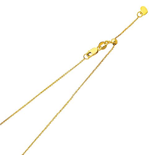 14K Yellow Gold 1.0mm 20 inch Adjustable Rolo Cable Chain
