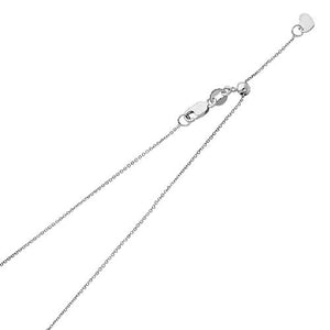 14K White Gold 0.9mm 20 inch Adjustable Rolo Cable Chain