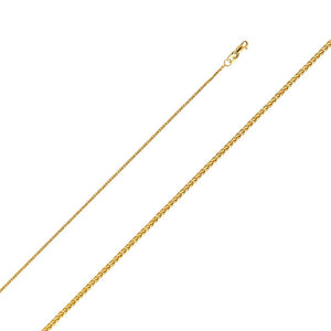 14K Yellow Gold 1.0mm D.C. Square Wheat Chain