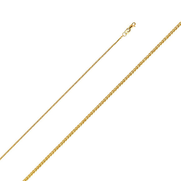 14K Yellow Gold 1.0mm D.C. Square Wheat Chain