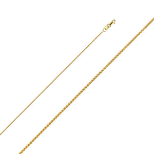 14K Yellow Gold 1.1mm Round Wheat Chain