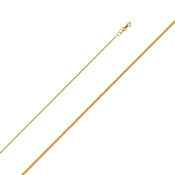14K Yellow Gold 1.1mm Round Wheat Chain