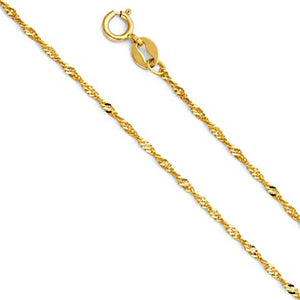 14K Yellow Gold 1.2mm Singapore Chain