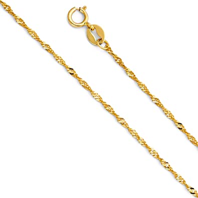 14K Yellow Gold 1.2mm Singapore Chain