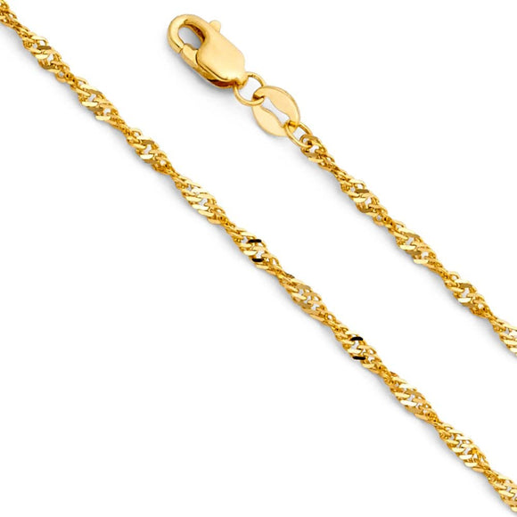 14K Yellow Gold 1.5mm Singapore Chain