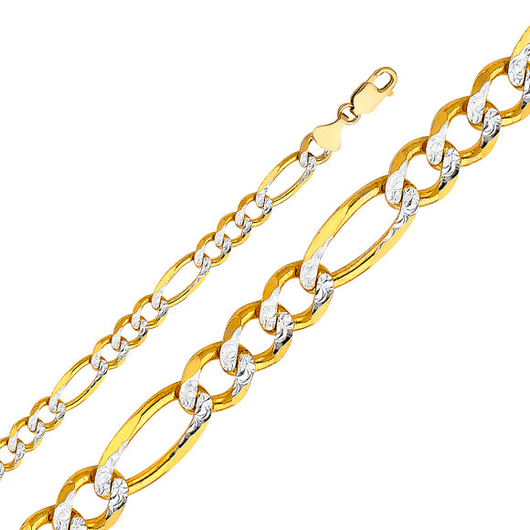 14K Yellow Gold 6.0mm Pave Figaro Chain