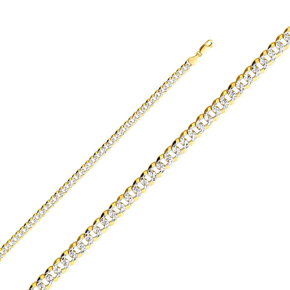 14K Yellow Gold 5.9mm Pave Cuban Chain