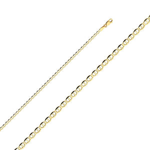 14K Yellow Gold 2.5mm Flat Mariner Chain
