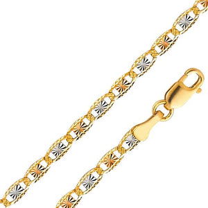 14K Tri-Color 2.1mm Valentino Star D.C. Chain