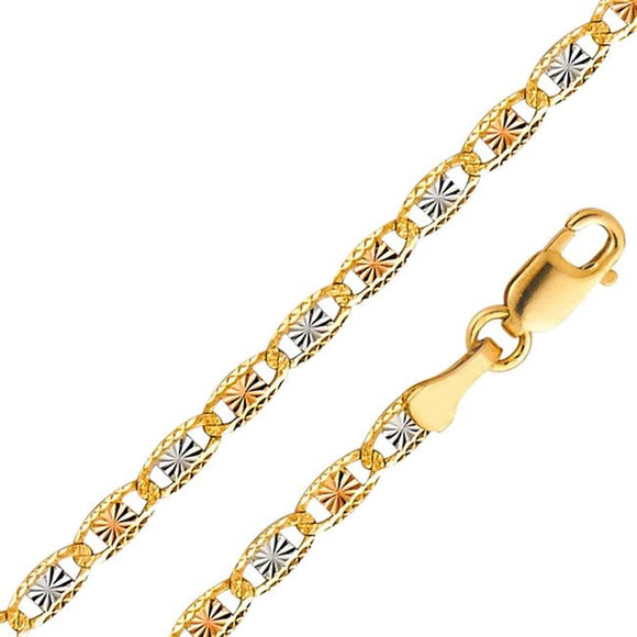 14K Tri-Color 2.1mm Valentino Star D.C. Chain
