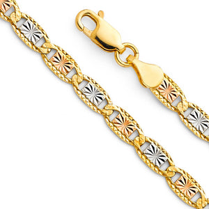 14K Tri-Color Star & Rail Valentino Chain
