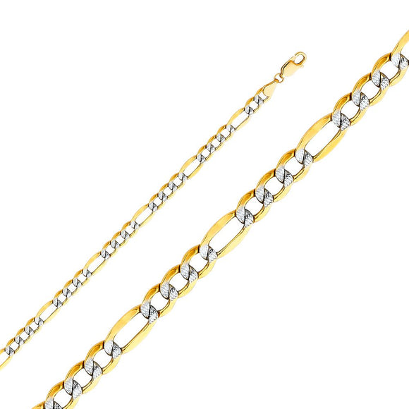 14K Yellow Gold 5.0mm Hollow Figaro Chain