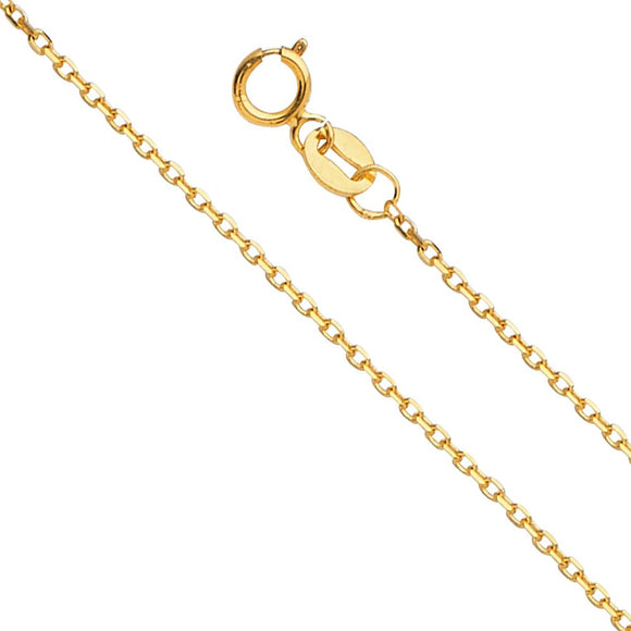 14K Yellow Gold 1.2mm Oval Angled Cable Chain