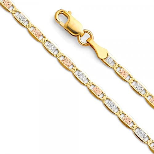 14K Tri Color Gold 2.6mm Valentino Chain