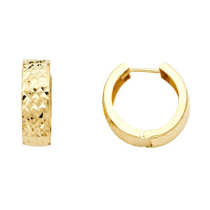 14K Yellow Gold Fancy Huggie Earrings