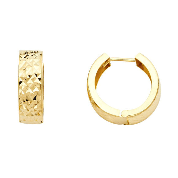 14K Yellow Gold Fancy Huggie Earrings