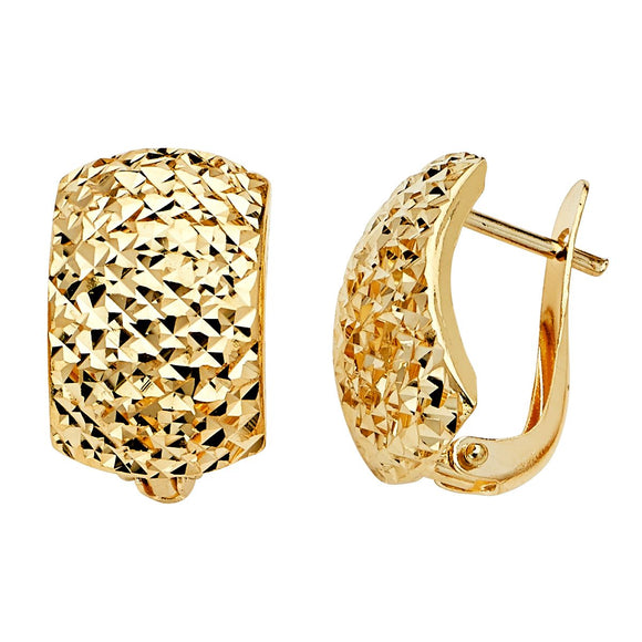 14K Yellow Gold Fancy Half Huggie Earrings