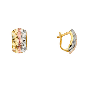 14K Tri Color Gold Huggie Earrings