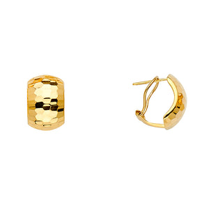 14K Yellow Gold Fancy Half Huggie Clip Earrings