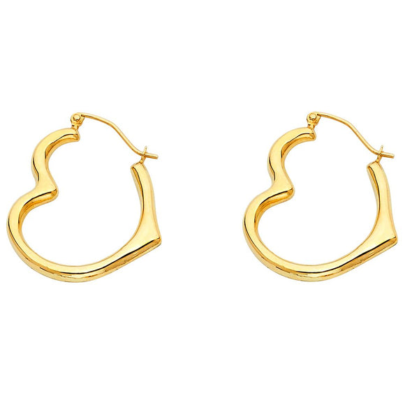 14K Yellow Gold 4MM Hollow Fancy Heart Earrings
