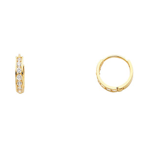 14K Yellow Gold CZ Huggie Earrings