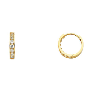14K Yellow Gold 3MM CZ Huggie Earrings