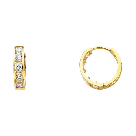 14K Yellow Gold 4MM CZ Huggie Earrings