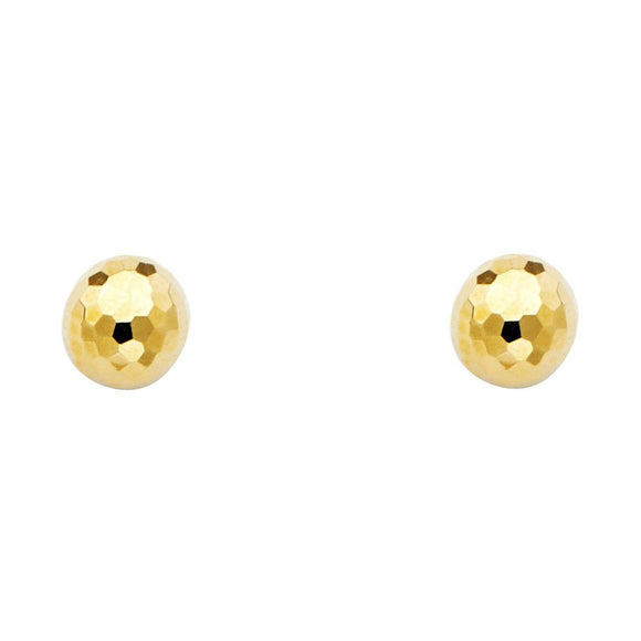 14K Yellow Gold Fancy Disco Ball Earrings W/ Push Back