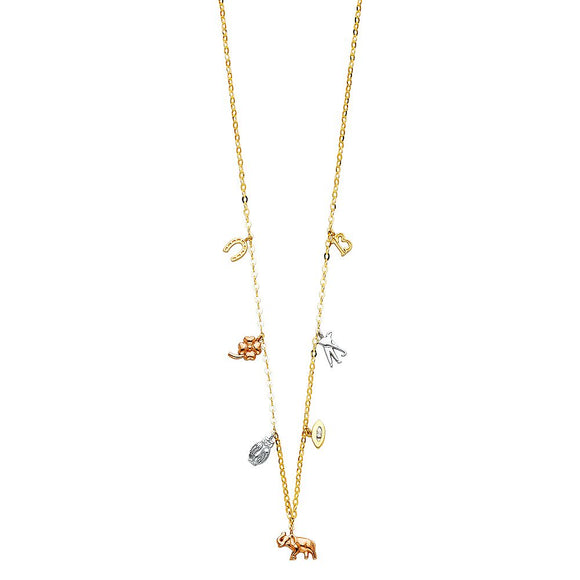 14K Tri-Color Lucky Necklace 18''